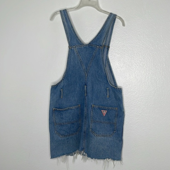 80’s Vintage Guess Jeans Denim Bib Skirt Overalls Frayed Hem Size 4 - Picture 6 of 9